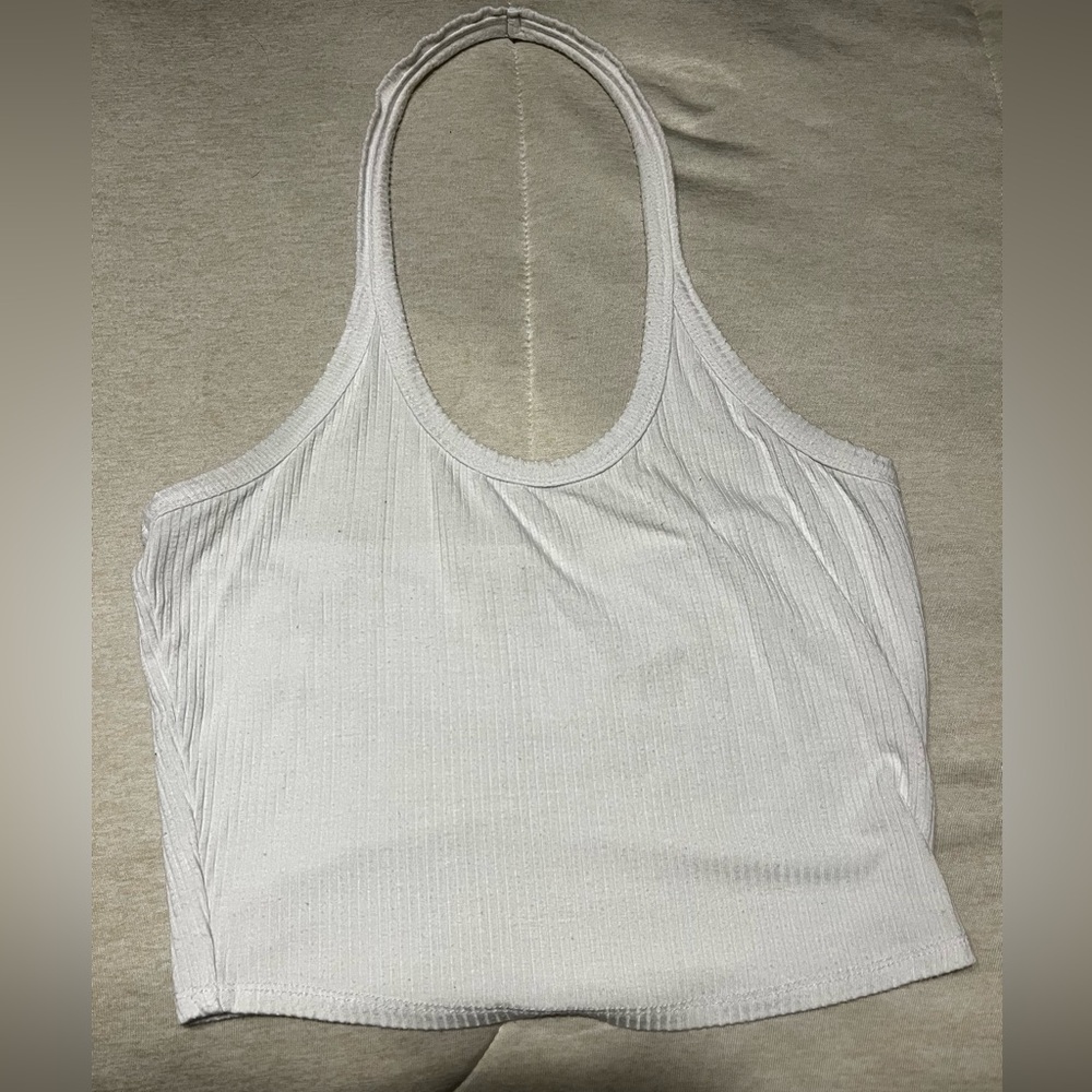 White cropped Halter Top